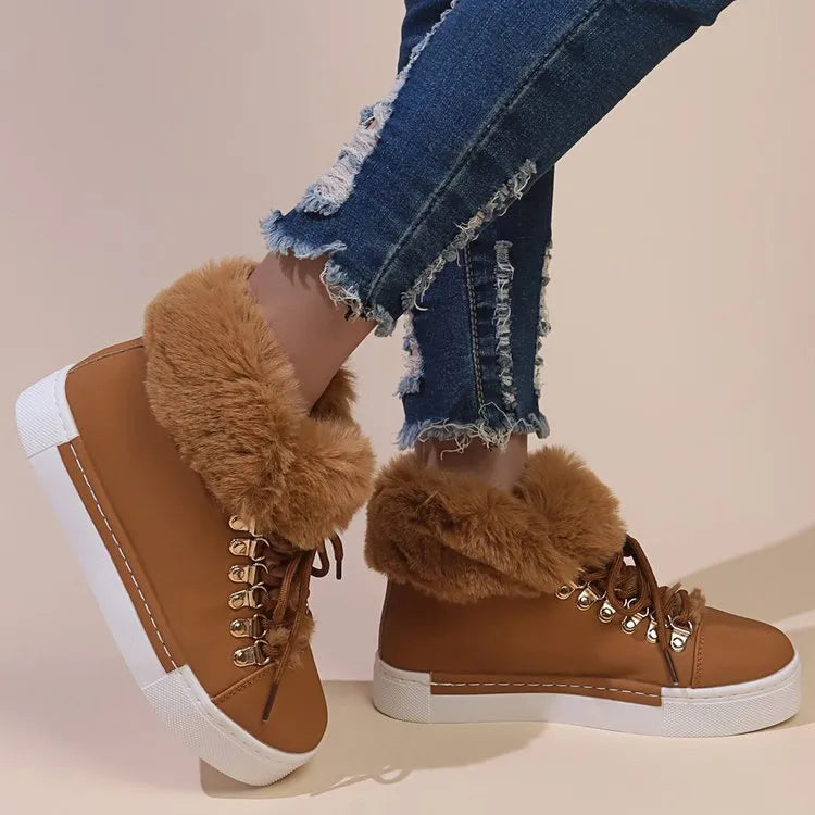 Bequeme Woll-Schnürstiefel für Frauen für den Winter