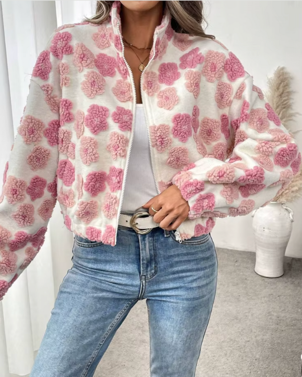 Gemütliche Fleecejacke mit Candy-Blumenmuster