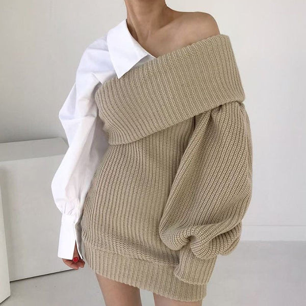 Patchwork Strickkleid