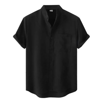 Airy Summer Shirt with Stand - up Collar for Men - Harren Cole