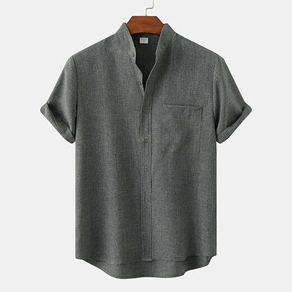 Airy Summer Shirt with Stand - up Collar for Men - Harren Cole
