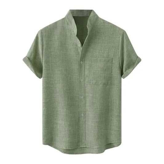 Airy Summer Shirt with Stand - up Collar for Men - Harren Cole
