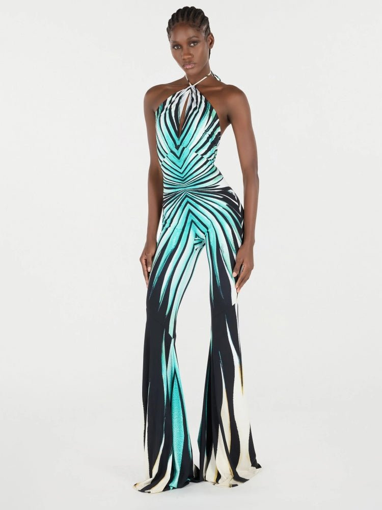 Ärmelloser Sommer - Jumpsuit mit Meeresprint - Livezo