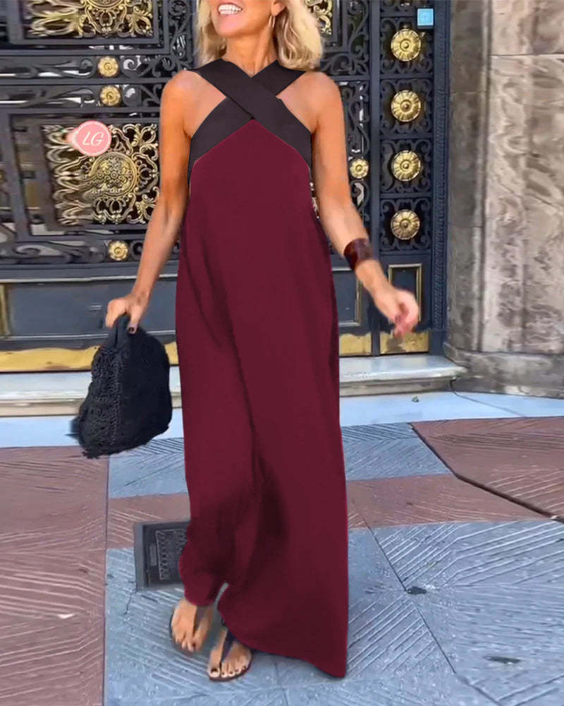 Ärmelloses Cross - Halter - Kleid mit geformter Silhouette - Livezo