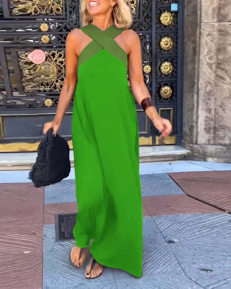 Ärmelloses Cross - Halter - Kleid mit geformter Silhouette - Livezo