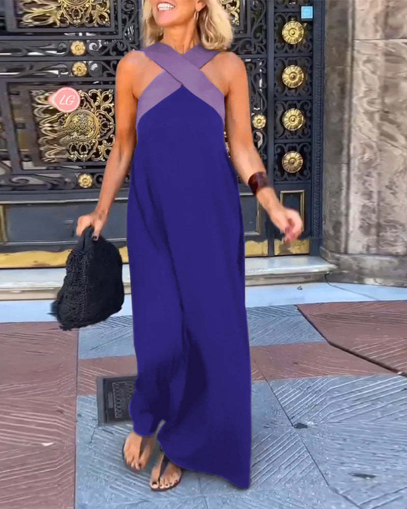 Ärmelloses Cross - Halter - Kleid mit geformter Silhouette - Livezo