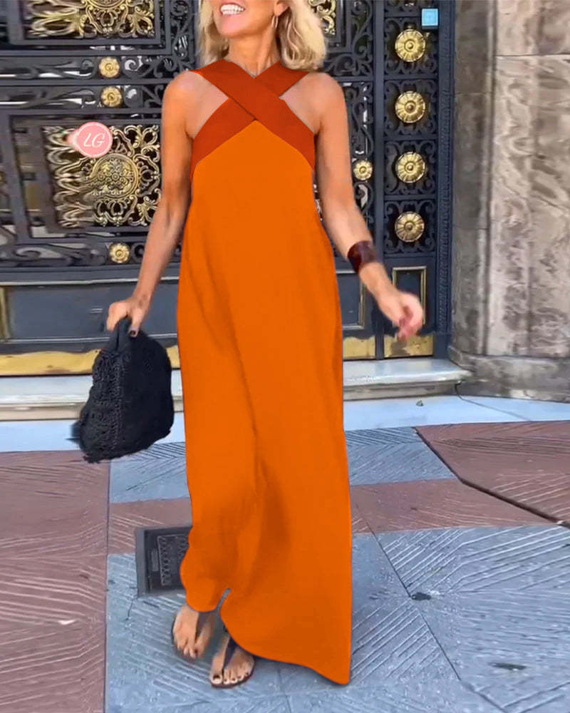 Ärmelloses Cross - Halter - Kleid mit geformter Silhouette - Livezo