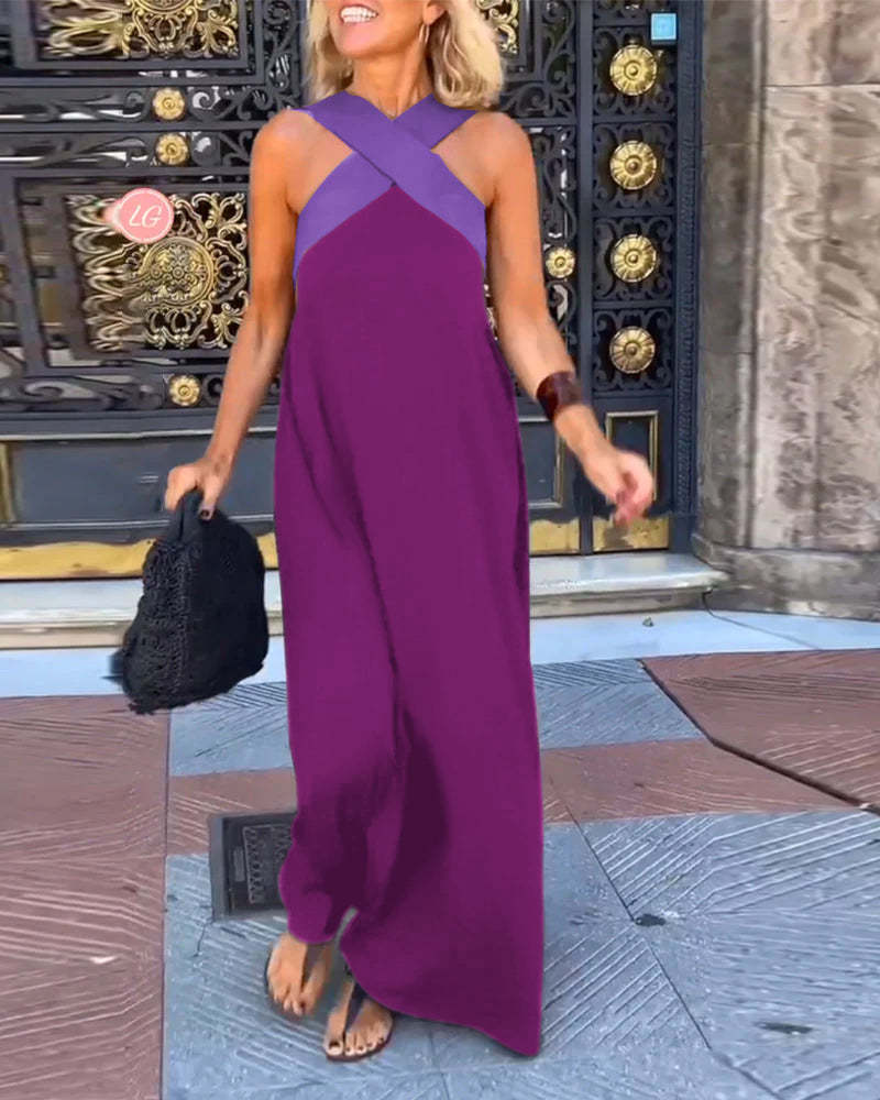 Ärmelloses Cross - Halter - Kleid mit geformter Silhouette - Livezo