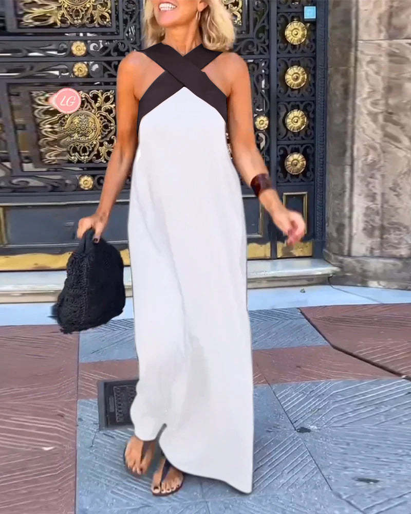 Ärmelloses Cross - Halter - Kleid mit geformter Silhouette - Livezo