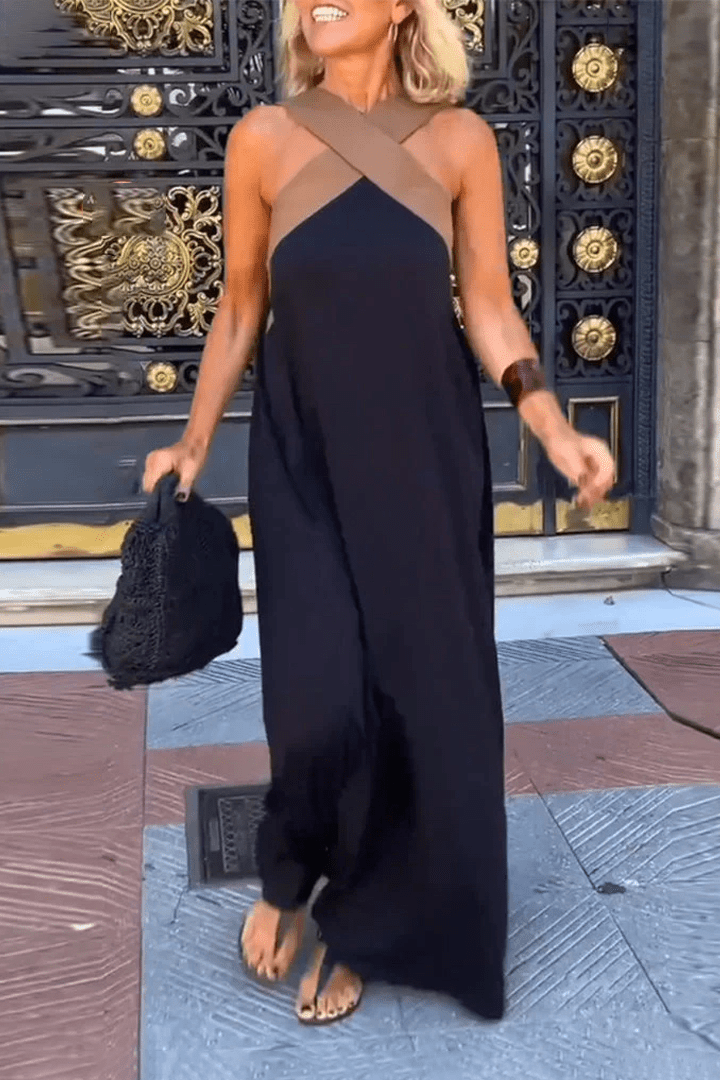 Ärmelloses Cross - Halter - Kleid mit geformter Silhouette - Livezo