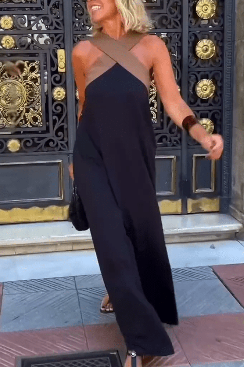 Ärmelloses Cross - Halter - Kleid mit geformter Silhouette - Livezo