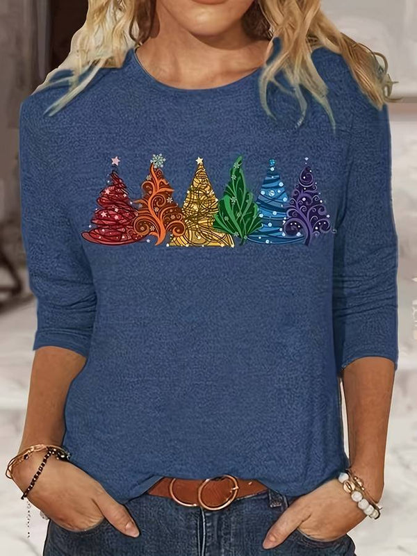 Astrid - Weihnachtspulli mit bunten Tannenbäumen - Livezo