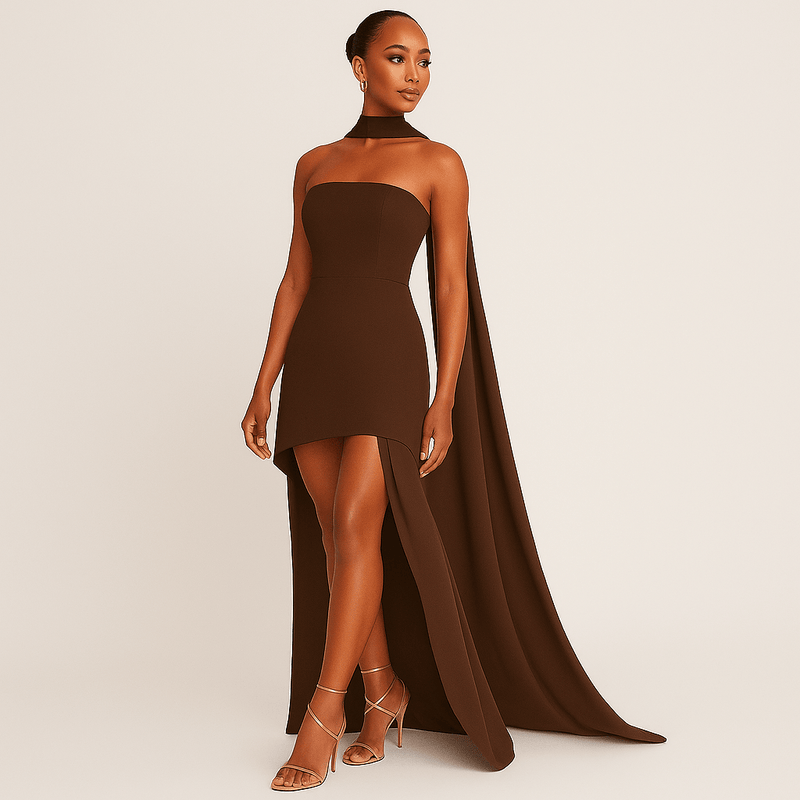 Asymmetrisches Chiffon - Maxikleid für Damen - Livezo