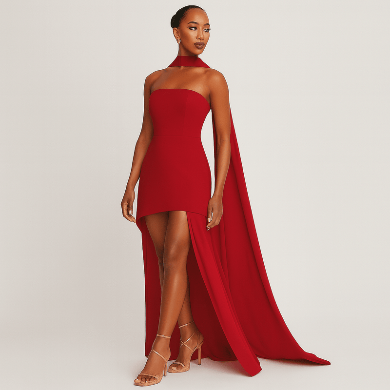 Asymmetrisches Chiffon - Maxikleid für Damen - Livezo