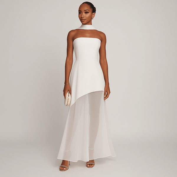 Asymmetrisches Chiffon - Maxikleid für Damen - Livezo