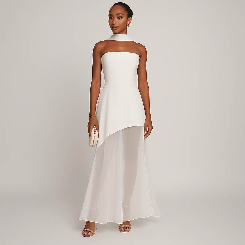 Asymmetrisches Chiffon - Maxikleid für Damen - Livezo