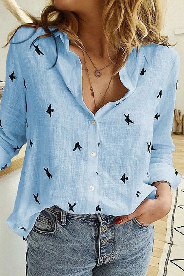 Bluse aus Baumwoll - Leinen mit französischem Landhausmuster - Livezo