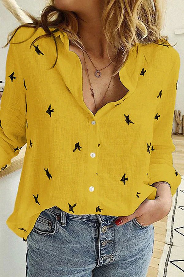 Bluse aus Baumwoll - Leinen mit französischem Landhausmuster - Livezo