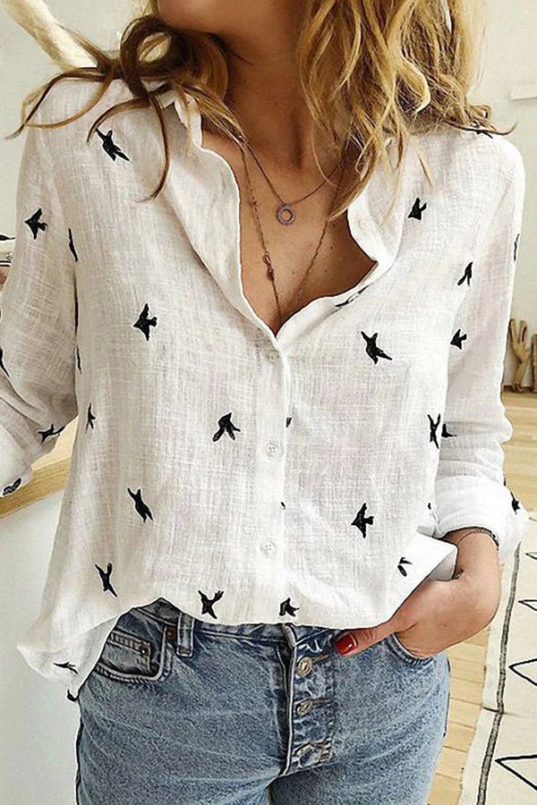 Bluse aus Baumwoll - Leinen mit französischem Landhausmuster - Livezo