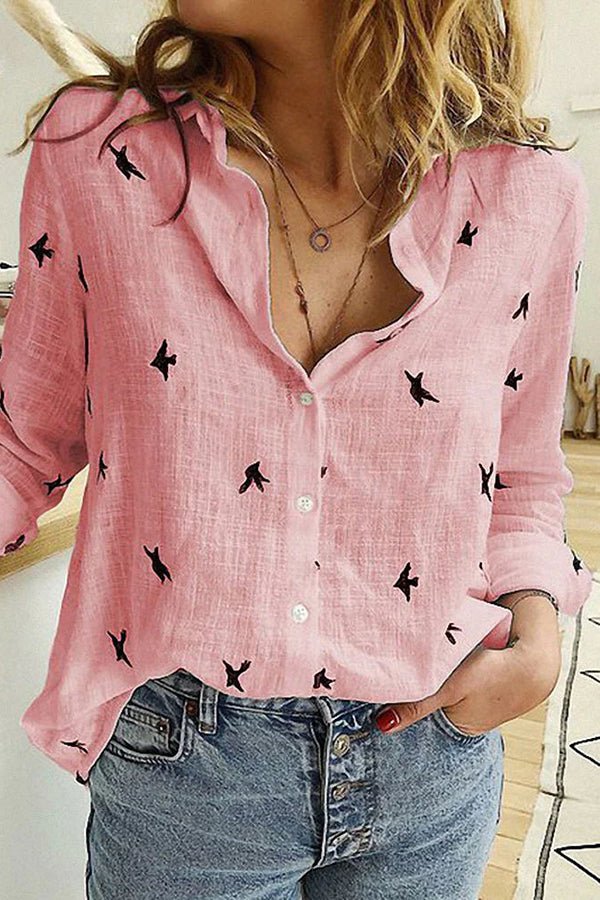 Bluse aus Baumwoll - Leinen mit französischem Landhausmuster - Livezo