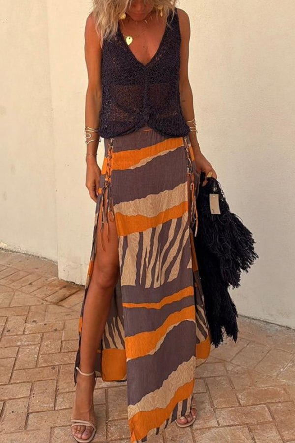 Boho Strick V - Ausschnitt Verdrehter Hohl Ausschnitt Lockeres Tanktop - Livezo