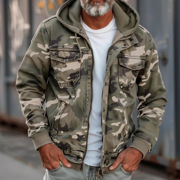 Camouflage Zip Hoodie | Herren Outdoor Kapuzenjacke mit Reißverschluss - Livezo