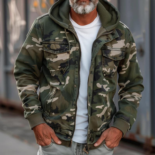 Camouflage Zip Hoodie | Herren Outdoor Kapuzenjacke mit Reißverschluss - Livezo