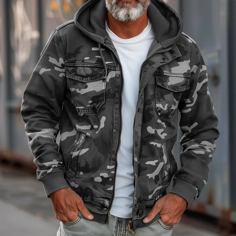 Camouflage Zip Hoodie | Herren Outdoor Kapuzenjacke mit Reißverschluss - Livezo