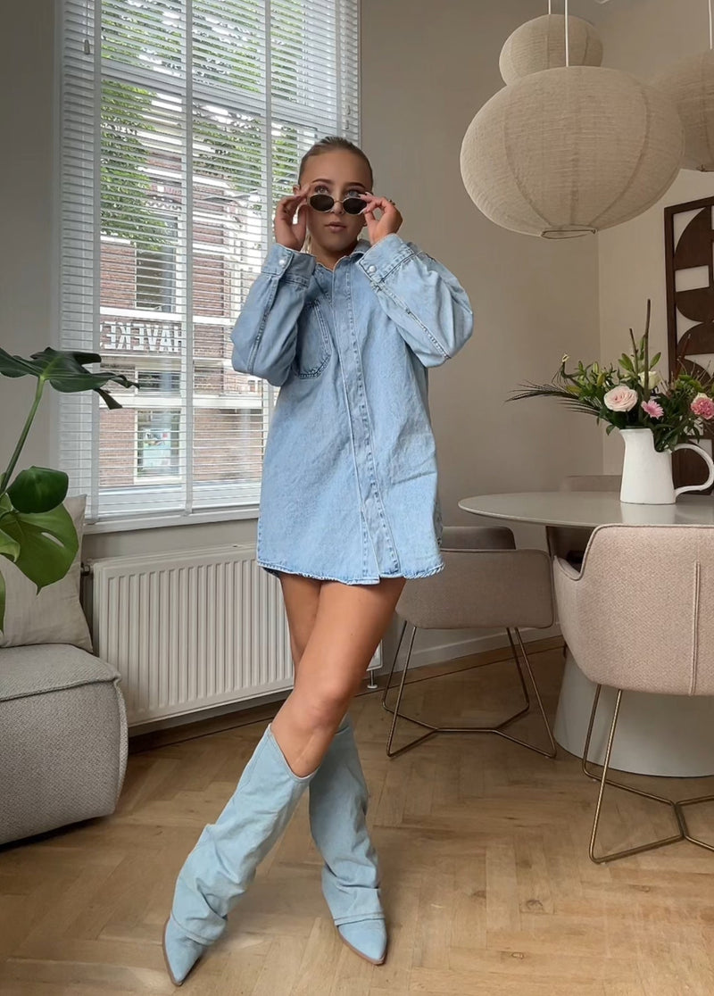 Claire | Denim Knee Boots - Mutig, stilvoll und mühelos schick! ✨👢 - Livezo