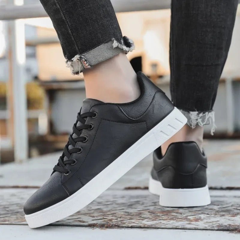 Classic Leather Look Sneakers - Harren Cole