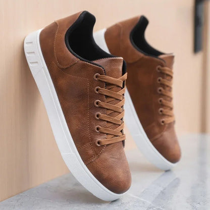 Classic Leather Look Sneakers - Harren Cole