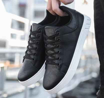 Classic Leather Look Sneakers - Harren Cole