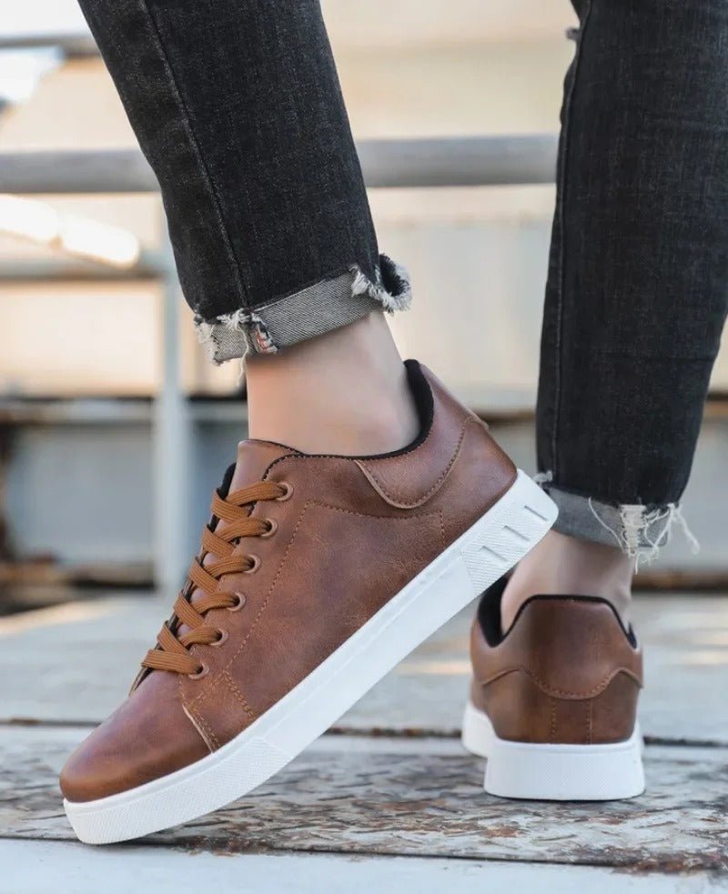 Classic Leather Look Sneakers - Harren Cole