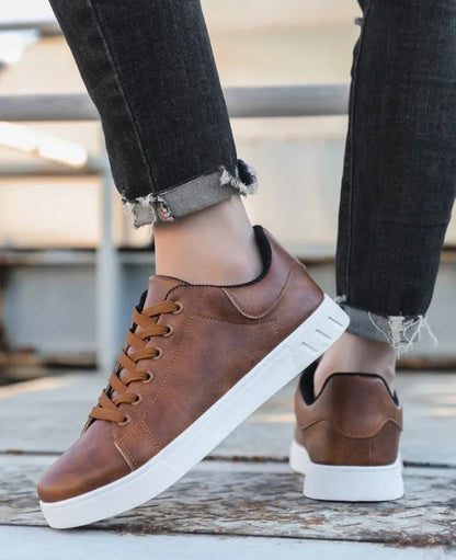 Classic Leather Look Sneakers - Harren Cole
