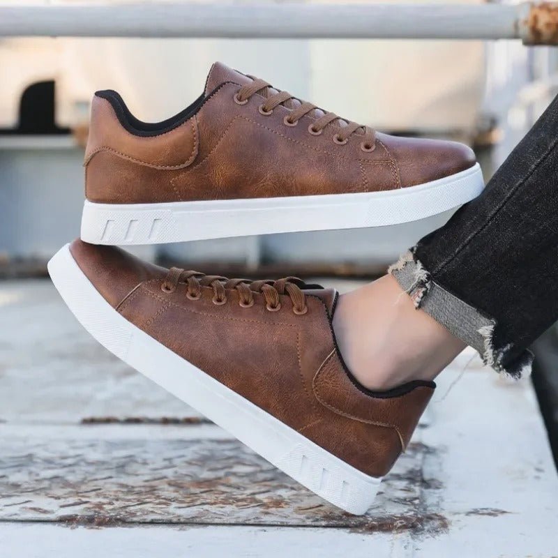 Classic Leather Look Sneakers - Harren Cole