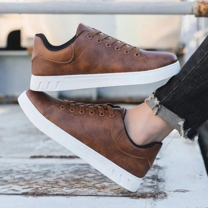 Classic Leather Look Sneakers - Harren Cole