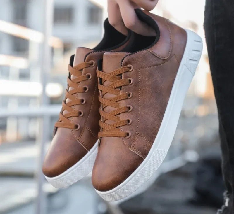 Classic Leather Look Sneakers - Harren Cole