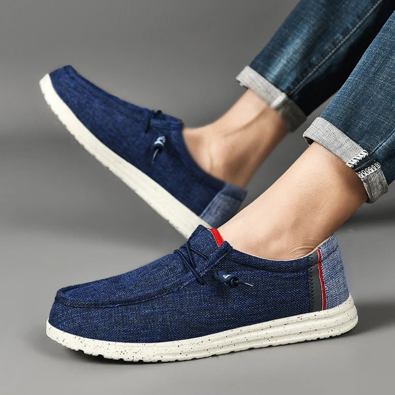Comfortable Denim Slip - On Sneakers with Contrast Details - Harren Cole