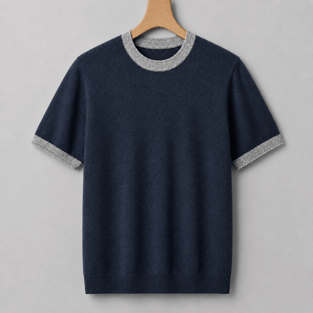 Cotton Knit Tailored Fit Ribbed T-Shirt - Harren Cole