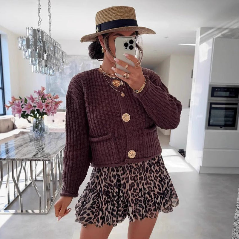 Cozy Chic Damen Strickjacke mit Knöpfen und Taschen - Livezo