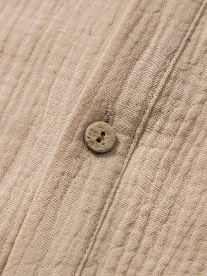 Crumpled Cotton Henley Shirt for Men - Harren Cole