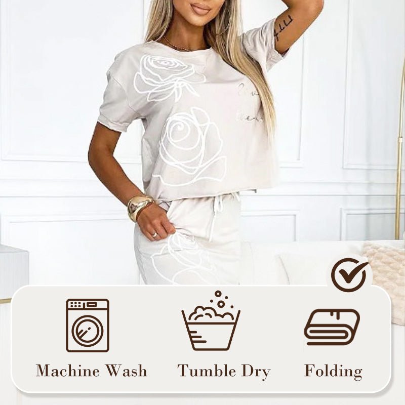 Damen 2 - Teiliges Outfit Basic T-Shirt & Midi - Rock - Livezo