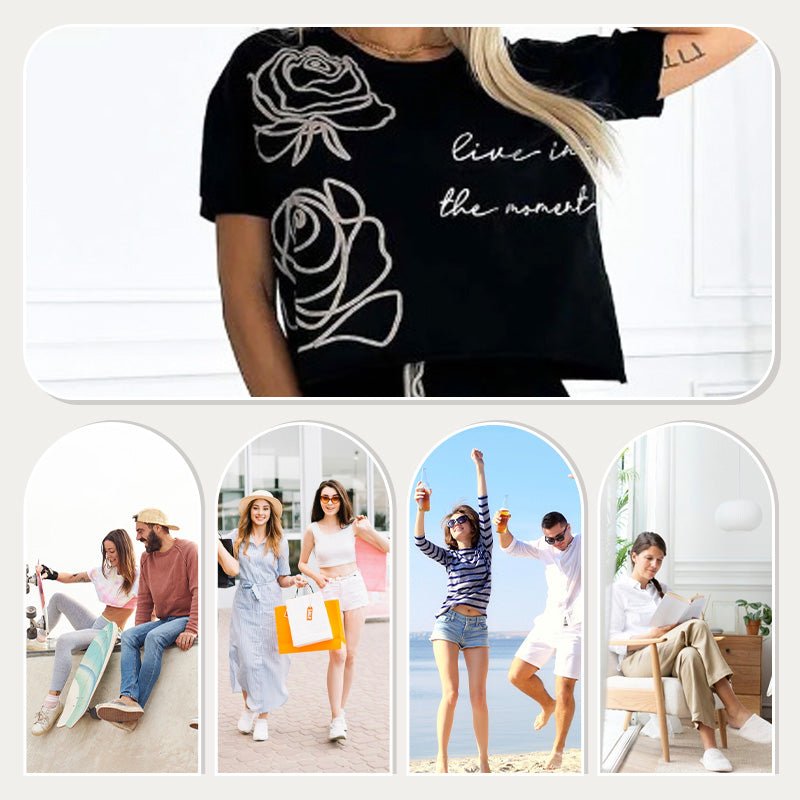 Damen 2 - Teiliges Outfit Basic T-Shirt & Midi - Rock - Livezo