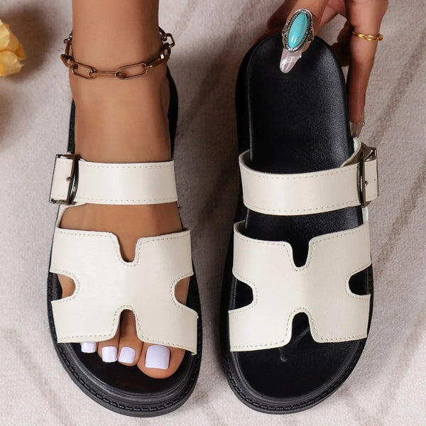 Damen Ledersandalen mit Absatz und Riemchen - Livezo