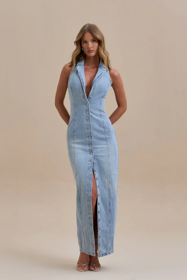 Damen Maxi Jeanskleid - Livezo