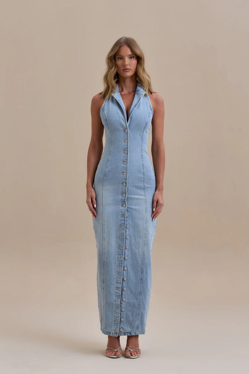 Damen Maxi Jeanskleid - Livezo