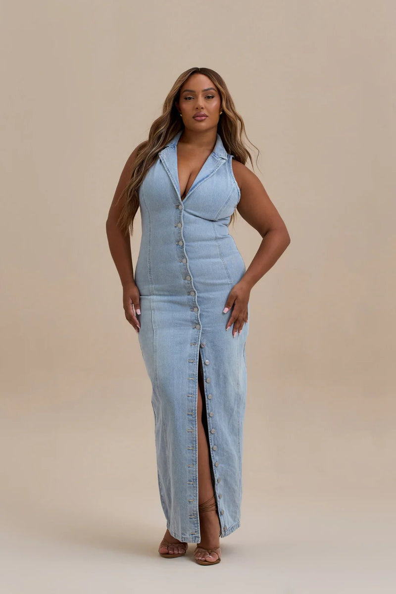 Damen Maxi Jeanskleid - Livezo