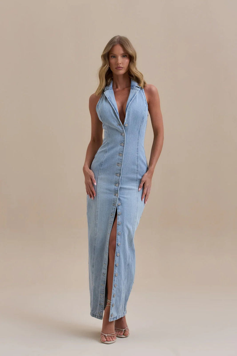 Damen Maxi Jeanskleid - Livezo
