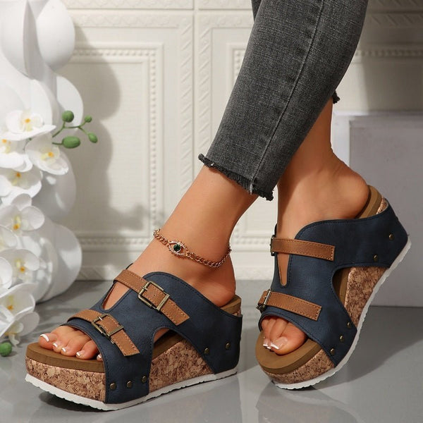 Damen Plateau Keilabsatz Modische Sandalen - Livezo