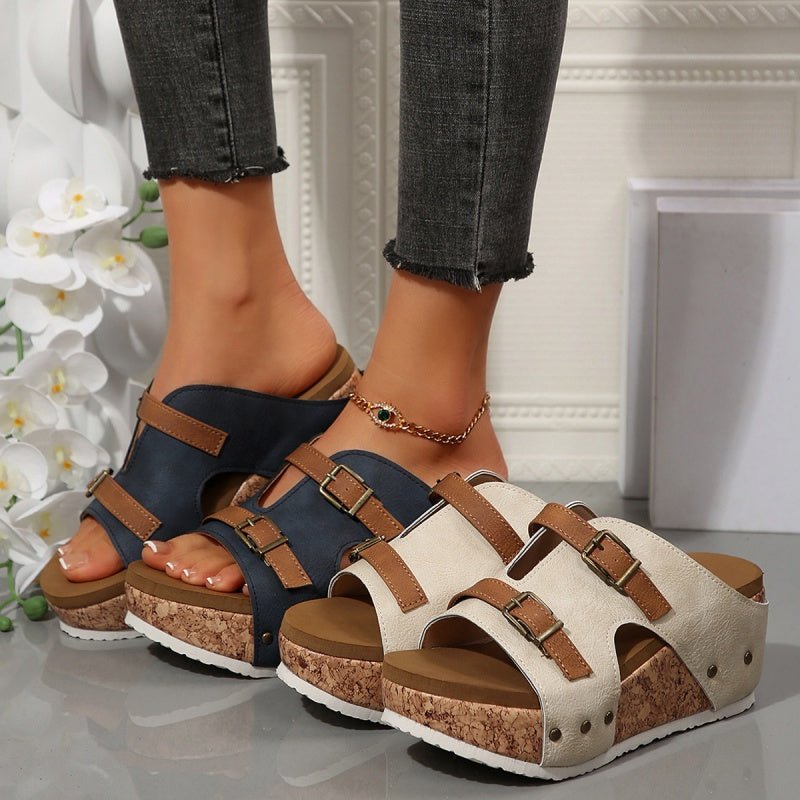 Damen Plateau Keilabsatz Modische Sandalen - Livezo